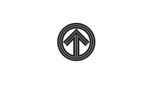 圓形黑色線條與向上的箭頭設(shè)計(jì)成LOGO