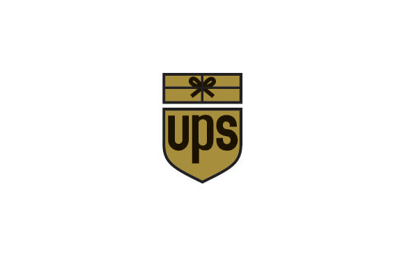 UPS公司禮品專遞LOGO形象：盾形表示安全蝴蝶結(jié)代表禮物配送