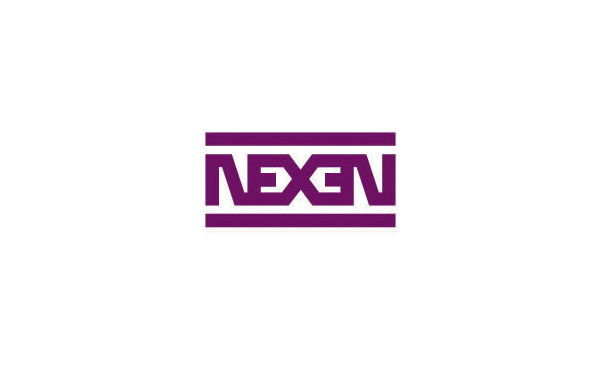 NEXEN字母左右鏡向的創(chuàng)意設(shè)計(jì)，上下兩條色塊搭配！