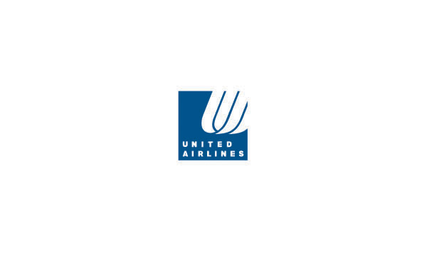 墨藍(lán)色的公司LOGO設(shè)計：UNITEDAIRLINES品牌商標(biāo)創(chuàng)意在正方形的墨藍(lán)色中