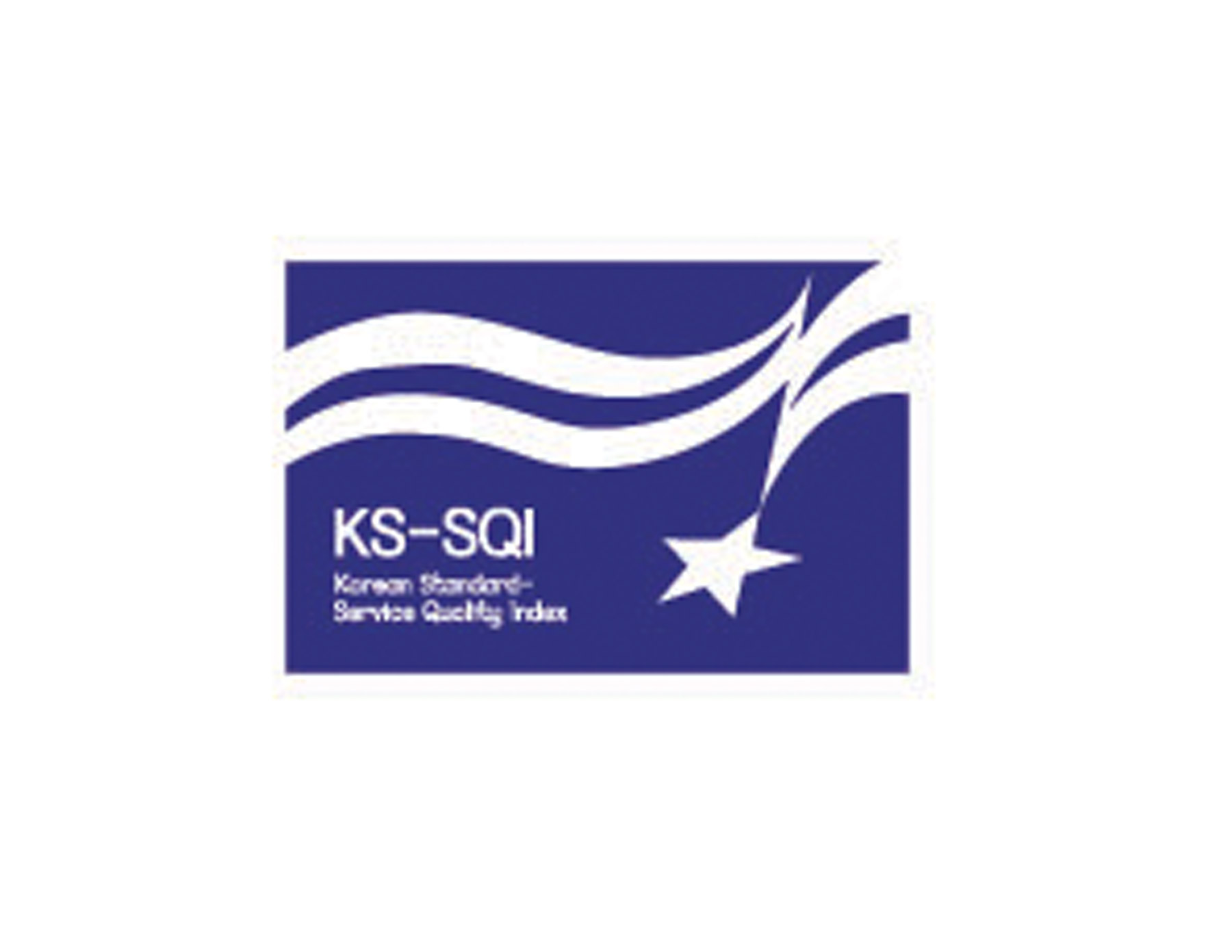 KS-SQI深藍色長方形色塊為背景，條線的設計與星形搭配。